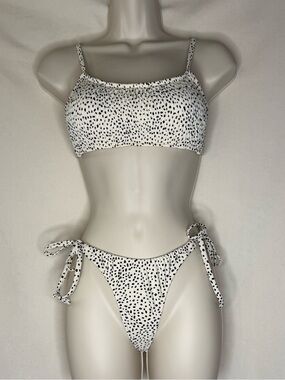 Xhilaration White and Black Dalmatian Tie-Side Bikini